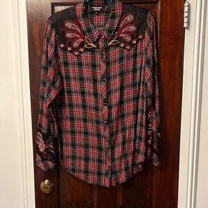 Johnny Was western style snap button blouse